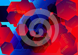 Red and Blue Random Hexagon Shape Background Vector Art