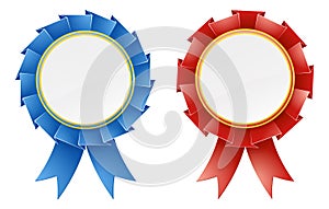 Red and blue rosettes photo