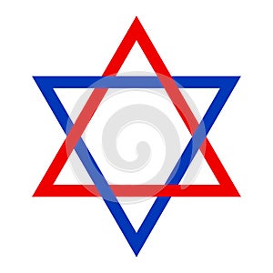 Red and blue Seal of Solomon, depicted in hexagram shape