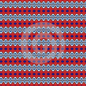 Red blue slvery decorative playful shapes geometries, repeated elegant design, textile illustration photo