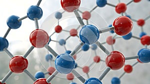 Red and Blue Spheres Molecular Structure 3 D Model