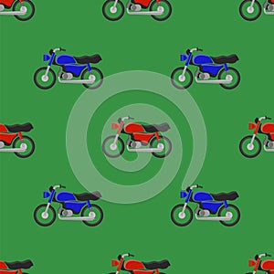 Red Blue Sport Bike Seamless Pattern