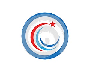 Red and blue Star falcon Logo Template vector icon