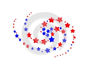 Red and Blue Stars in spiral pattern