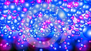 Red and blue three-dimensional spheres. neon glow. abstract. 3D rendering