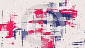 Red and blue vector cross hatching strokes on canvas. Oil, acrylic paint texture set. Abstract grungy backgrounds, light hand draw