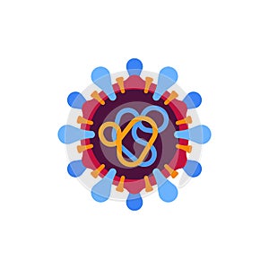 Red and blue virus flat icon. SARS-CoV-2 novel coronavirus structure vector illustration