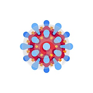 Red and blue virus flat icon. SARS-CoV-2 novel coronavirus vector illustration