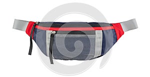 Red and blue waist bag isolated