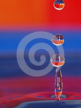 Red and blue water drops