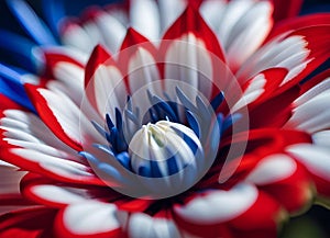 Red blue and white AI generated flower