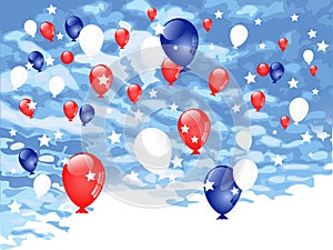 Red, blue and white balloons photo