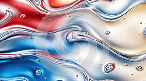 Red, blue, white fluid waves ripple abstract pattern