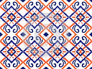 Red, Blue, and White Patriotic Ikat Geometric Seamless Pattern Background