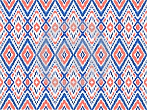 Red, Blue, and White Patriotic Ikat Geometric Seamless Pattern Background