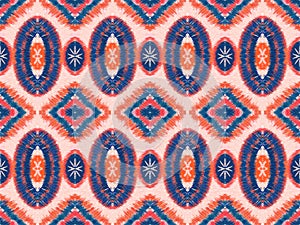 Red, Blue, and White Patriotic Ikat Geometric Seamless Pattern Background