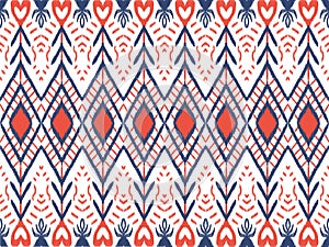 Red, Blue, and White Patriotic Ikat Geometric Seamless Pattern Background