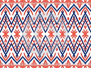 Red, Blue, and White Patriotic Ikat Geometric Seamless Pattern Background