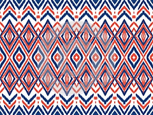 Red, Blue, and White Patriotic Ikat Geometric Seamless Pattern Background