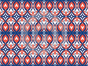 Red, Blue, and White Patriotic Ikat Geometric Seamless Pattern Background photo