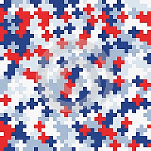 Red blue white random colored abstract geometric mosaic pattern background