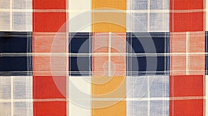 Red  Blue  White  and Yellow Plaid Fabric Texture Background