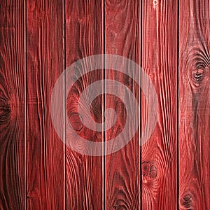 Red board background. Texture of stained wood with knots. Generative AI