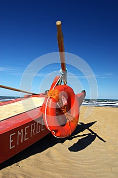 Red boat on the beach