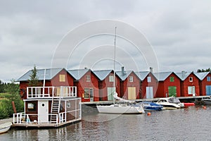 Red boathouses