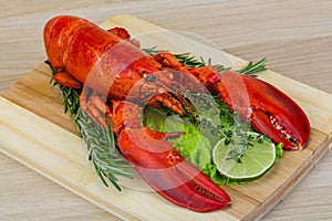 Red boiled lobster