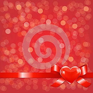 Red Bokeh Background With Bow