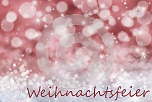 Red Bokeh Background, Snow, Weihnachtsfeier Means Christmas Party
