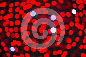 Red bokeh  lights background . Abstract holiday background