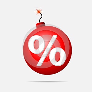 Red bomb discount design element, vector illustration