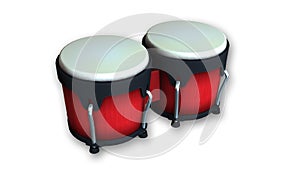 Red bongos, drums isolated on white photo