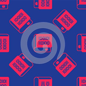 Red Books about programming icon isolated seamless pattern on blue background. Programming language concept. PHP, CSS