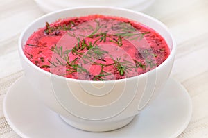 Red borsch with sour cream