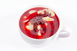 Red borscht with dumplings