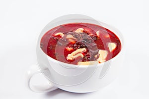 Red borscht with dumplings