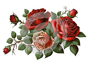 Ruže vektor ilustrácie na bielom 