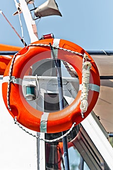 Red bouy on a boat