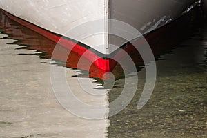 Red Bow of Boat at Waterline