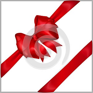 Red bow with diagonally ribbons