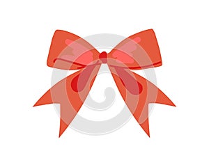 Red bow fo gift decoration doodle. Holiday present packaging ribbon element drawing vector isolated illustration