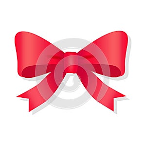 Red Bow Isolated on White. Bright Bowknot. photo