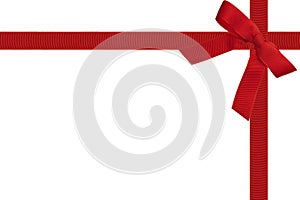 Red Bow and Ribbon on White