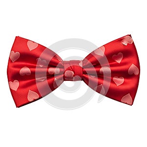 Red Bow Tie with Pink Hearts Pattern