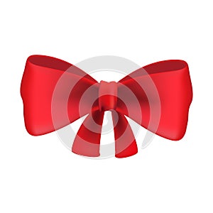 Red bow tie on white background. Vector illustration.