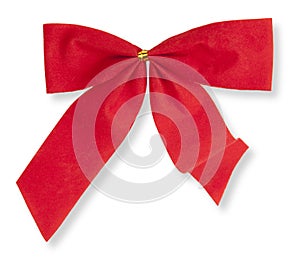 Red bow on the white background