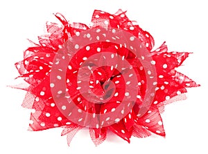 Red bow with white dots, woman's dress accessory